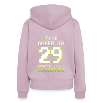 This Gamer Video Game Lover Gamer Age 29 - Women's Premium Organic Zip Hoodie - dusky pink - Back - Julia (174cm)