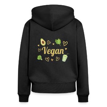 Avocado Heart Vegetable Vegetarian Vegan - Frauen Premium Bio Zip Hoodie - Schwarz - Hinten - Julia (174cm)