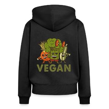 Excercise Vegetable Vegetarian Vegan - Frauen Premium Bio Zip Hoodie - Schwarz - Hinten - Julia (174cm)
