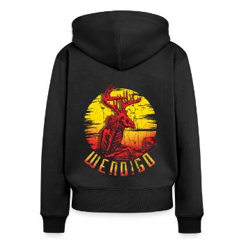 Wendigo Folk Creature Halloween Cryptid - Sweat à capuche zippé Premium bio Femme - noir - Dos - Julia (174cm)