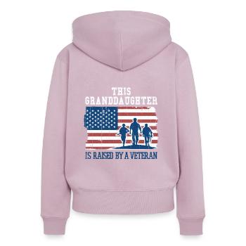 Granddaughter Raise By Veteran Proud Veterans Day - Women's Premium Organic Zip Hoodie - dusky pink - Back - Julia (174cm)