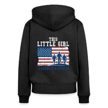 Little Girl Raise By Veteran Proud Veterans Day - Women's Premium Organic Zip Hoodie - black - Back - Julia (174cm)