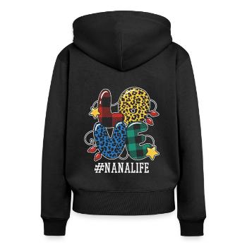 Pattern Grandmom Mama Family Love Christmas - Frauen Premium Bio Zip Hoodie - Schwarz - Hinten - Julia (174cm)