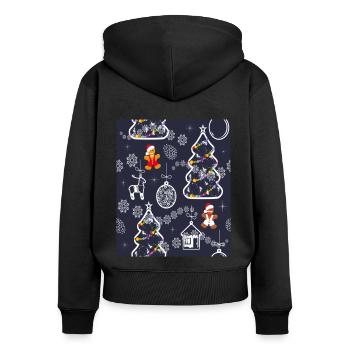 Seamless Festive Pattern With Christmas Tree - Frauen Premium Bio Zip Hoodie - Schwarz - Hinten - Julia (174cm)