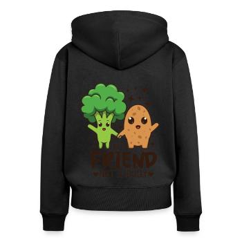 Citations d’amitié Soyez un ami pas un intimidateur Brocoli - Sweat à capuche zippé Premium bio Femme - noir - Dos - Julia (174cm)