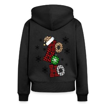 Noël Ho ho ho Vacances - Sweat à capuche zippé Premium bio Femme - noir - Dos - Julia (174cm)