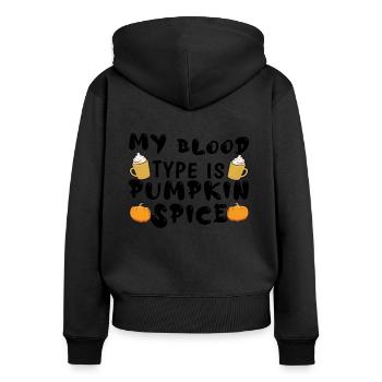 Blood Type Is Spice Pumpkin Fall Season Autumn - Women's Premium Organic Zip Hoodie - black - Back - Julia (174cm)