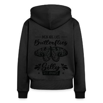 Celestial Butterfly Silly Men Amiable Insect Fan - Frauen Premium Bio Zip Hoodie - Schwarz - Hinten - Julia (174cm)