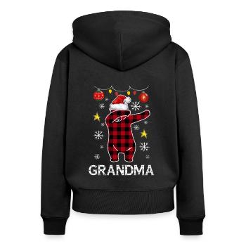 Plaid Bear Dabbing For Grandma December Christmas - Women's Premium Organic Zip Hoodie - black - Back - Julia (174cm)