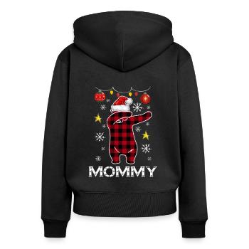 Plaid Bear Dabbing für Mama Dezember Weihnachten - Frauen Premium Bio Zip Hoodie - Schwarz - Hinten - Julia (174cm)