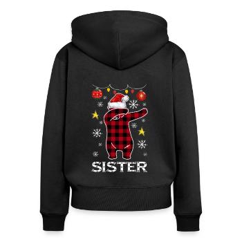 Plaid Bear Dabbing For Sis December Christmas - Women's Premium Organic Zip Hoodie - black - Back - Julia (174cm)
