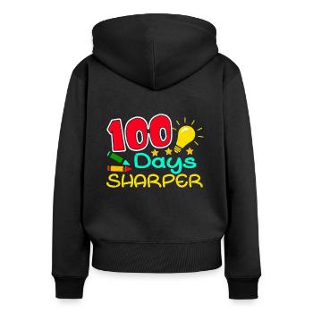 Étudiant 100e jour plus précis 100 jours d’école - Sweat à capuche zippé Premium bio Femme - noir - Dos - Julia (174cm)
