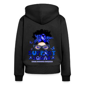 Charge Syndrome Awareness Support Squad Messy Bun - Frauen Premium Bio Zip Hoodie - Schwarz - Hinten - Julia (174cm)