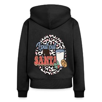Noël coquin et drôle - Sweat à capuche zippé Premium bio Femme - noir - Dos - Julia (174cm)