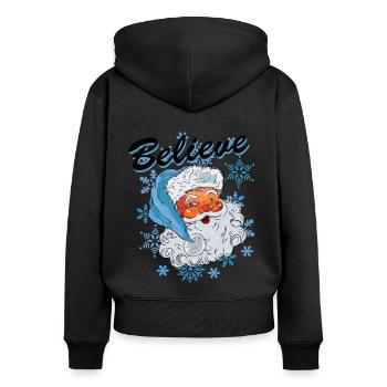T-shirt Christmas Believe - Sweat à capuche zippé Premium bio Femme - noir - Dos - Julia (174cm)