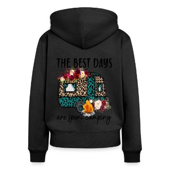 The Best Days Are Spent Camping - Women's Premium Organic Zip Hoodie - black - Back - Julia (174cm)