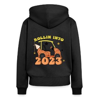 Rolling Into 2023 Tractor 2023 Happy New Year - Frauen Premium Bio Zip Hoodie - Schwarz - Hinten - Julia (174cm)