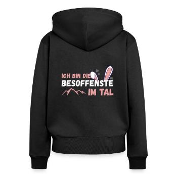 Après Ski Skilehrer Apres Hütte Gaudi Alm - Frauen Premium Bio Zip Hoodie - Schwarz - Hinten - Julia (174cm)