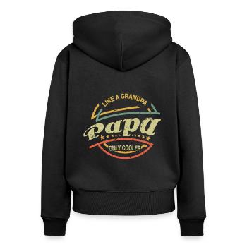 Papa comme grand-père Cooler Rétro Fête des pères - Sweat à capuche zippé Premium bio Femme - noir - Dos - Julia (174cm)
