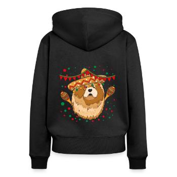 Haustier Hund Chowchow Lustiger Taco Happy Cinco De Mayo - Frauen Premium Bio Zip Hoodie - Schwarz - Hinten - Julia (174cm)