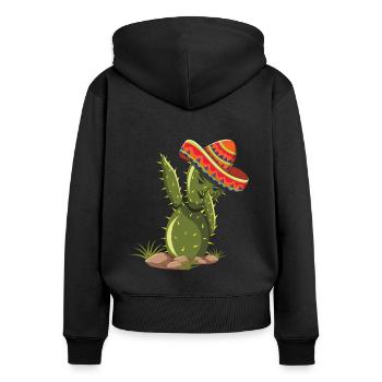 Tupfen Sie Kaktus Taco Happy Cinco De Mayo - Frauen Premium Bio Zip Hoodie - Schwarz - Hinten - Julia (174cm)