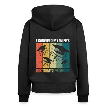 Retro-Doktoranden-PhD-Absolventen - Frauen Premium Bio Zip Hoodie - Schwarz - Hinten - Julia (174cm)