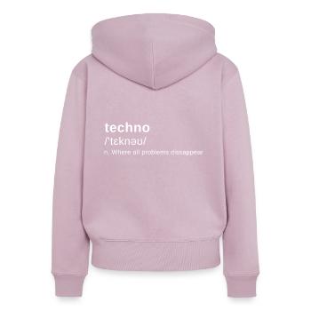Definition Raver Rave Hard Techno Dark Tekno - Frauen Premium Bio Zip Hoodie - Altrosa - Hinten - Julia (174cm)