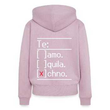 Techno Liebhaber DJ Raver Rave Hard Techno Dark Tekno - Frauen Premium Bio Zip Hoodie - Altrosa - Hinten - Julia (174cm)