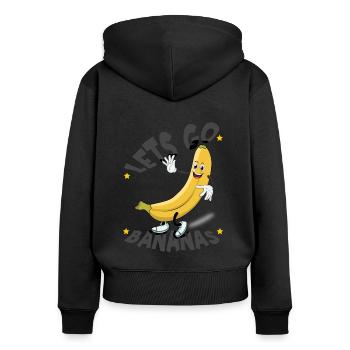 Hallo Vintage Lustige Banane Meme Lass uns gehen Banane - Frauen Premium Bio Zip Hoodie - Schwarz - Hinten - Julia (174cm)