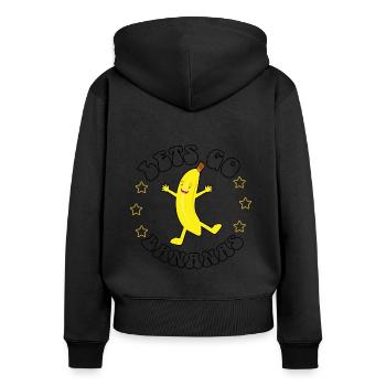 Winken Vintage Lustiges Bananen-Meme Lass uns Bananen gehen - Frauen Premium Bio Zip Hoodie - Schwarz - Hinten - Julia (174cm)