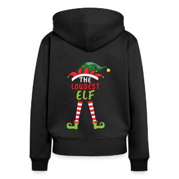 Luidste Elf Santa Winter Holiday Christmas - Vrouwen Premium Bio ziphoodie - zwart - Achter - Julia (174cm)