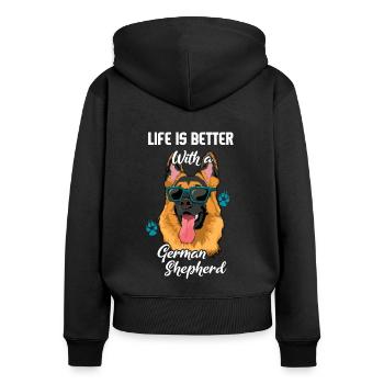Pet Dog Shepherd Life Better German Shepherd - Sweat à capuche zippé Premium bio Femme - noir - Dos - Julia (174cm)