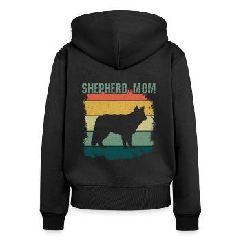 Retro Pet Dog Berger Maman Malinois Belge - Sweat à capuche zippé Premium bio Femme - noir - Dos - Julia (174cm)