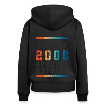 Limited Edition since 2008 Birthday Gift - Women's Premium Organic Zip Hoodie - black - Back - Julia (174cm)