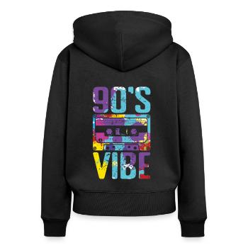 Liebe 90er Jahre Karneval 90 Retro Party Jahr 1990 Batiken - Frauen Premium Bio Zip Hoodie - Schwarz - Hinten - Julia (174cm)
