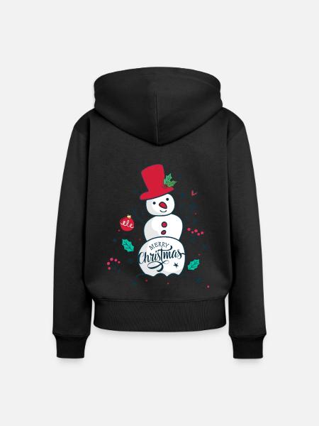 Schneemann. Frohe Weihnachten. - Frauen Premium Bio Zip Hoodie - Schwarz