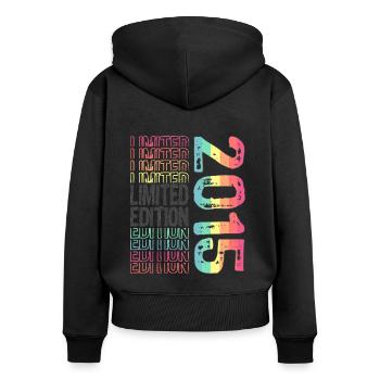Limited Edition seit 2015 Geburtstag Vintage 2015 - Frauen Premium Bio Zip Hoodie - Schwarz - Hinten - Julia (174cm)