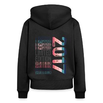 Limited Edition seit 2017 Geburtstag Vintage 2017 - Frauen Premium Bio Zip Hoodie - Schwarz - Hinten - Julia (174cm)