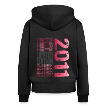 Limited Edition seit 2011 Geburtstag Vintage 2011 - Frauen Premium Bio Zip Hoodie - Schwarz - Hinten - Julia (174cm)