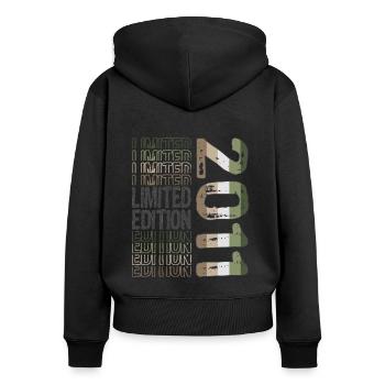 Limited Edition seit 2011 Geburtstag Vintage 2011 - Frauen Premium Bio Zip Hoodie - Schwarz - Hinten - Julia (174cm)