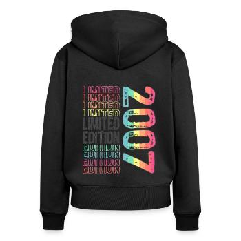 Limited Edition Since 2007 Birthday Vintage 2007 - Women's Premium Organic Zip Hoodie - black - Back - Julia (174cm)