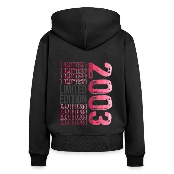 Limited Edition Since 2003 Birthday Vintage 2003 - Women's Premium Organic Zip Hoodie - black - Back - Julia (174cm)