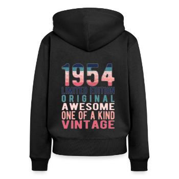 Limited Edition seit 1954 Geburtstag Vintage 1954 - Frauen Premium Bio Zip Hoodie - Schwarz - Hinten - Julia (174cm)