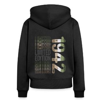 Limited Edition seit 1942 Geburtstag Vintage 1942 - Frauen Premium Bio Zip Hoodie - Schwarz - Hinten - Julia (174cm)