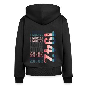Limited Edition seit 1942 Geburtstag Vintage 1942 - Frauen Premium Bio Zip Hoodie - Schwarz - Hinten - Julia (174cm)