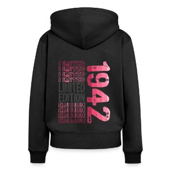 Limited Edition seit 1942 Geburtstag Vintage 1942 - Frauen Premium Bio Zip Hoodie - Schwarz - Hinten - Julia (174cm)