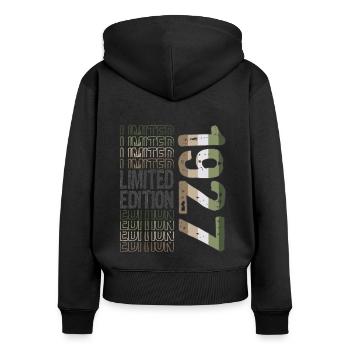 Limited Edition seit 1927 Geburtstag Vintage 1927 - Frauen Premium Bio Zip Hoodie - Schwarz - Hinten - Julia (174cm)