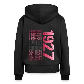 Limited Edition seit 1927 Geburtstag Vintage 1927 - Frauen Premium Bio Zip Hoodie - Schwarz - Hinten - Julia (174cm)