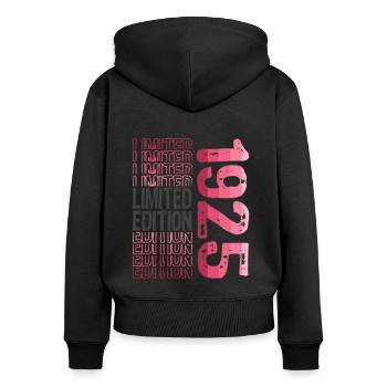 Limited Edition seit 1925 Geburtstag Vintage 1925 - Frauen Premium Bio Zip Hoodie - Schwarz - Hinten - Julia (174cm)