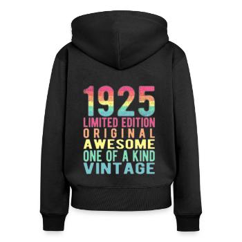 Limited Edition seit 1925 Geburtstag Vintage 1925 - Frauen Premium Bio Zip Hoodie - Schwarz - Hinten - Julia (174cm)